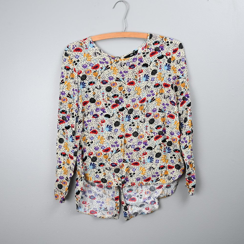 Women's Abstract Floral Print Blouse - H&M - Size 2 (Small)